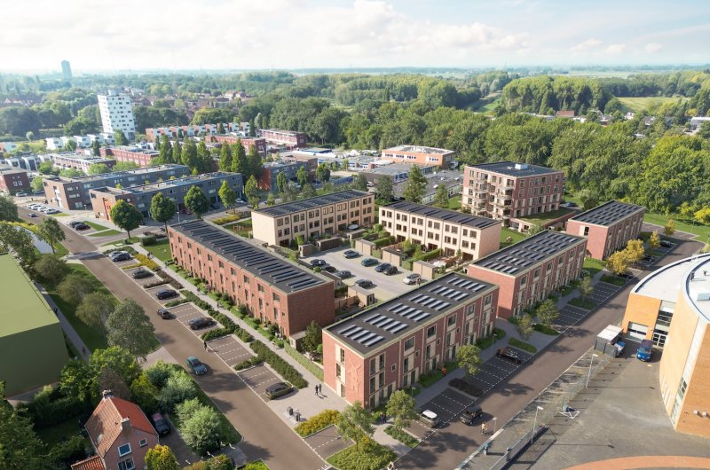 Impressie-nieuwbouwproject-De-Groene-Warande-nieuwbouw-gezinswoningen-Spijkenisse-fase-2-vogelvlucht