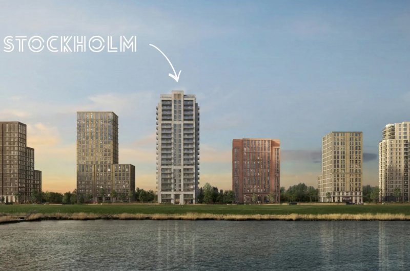 Stockholm nieuwbouw woontoren aan de Oude Maas in Spijkenisse.