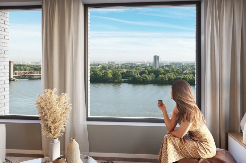 Stockholm nieuwbouw woontoren aan de Oude Maas in Spijkenisse.