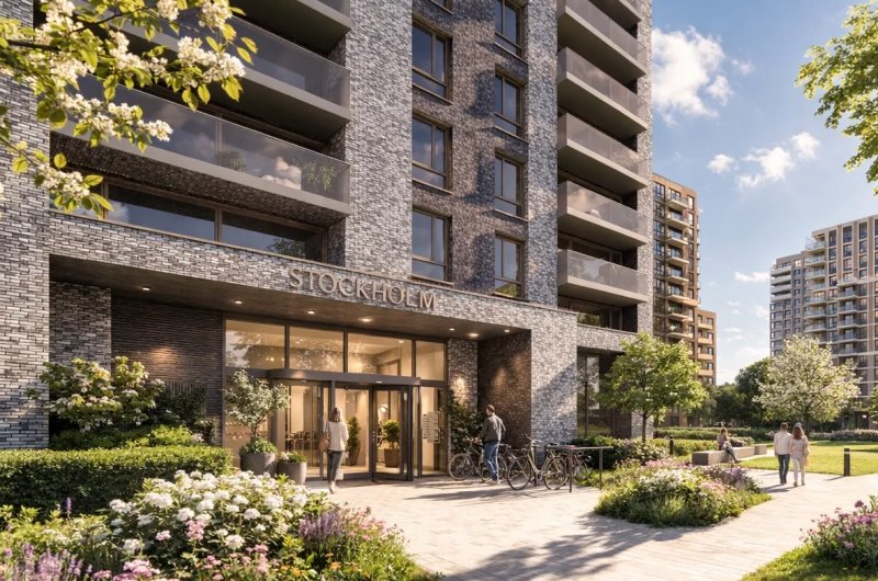 Stockholm nieuwbouw woontoren aan de Oude Maas in Spijkenisse.